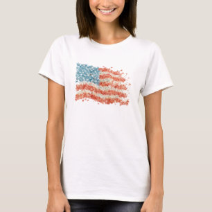 Blommig amerikansk flagga USA T Shirt