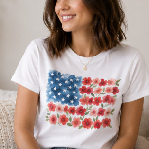 Blommig amerikansk flaggtröja t shirt