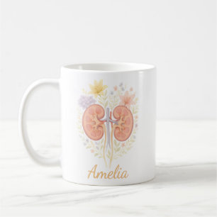 Blommig Anatomisk Njure Nefrologi Sjuksköterska oc Kaffemugg