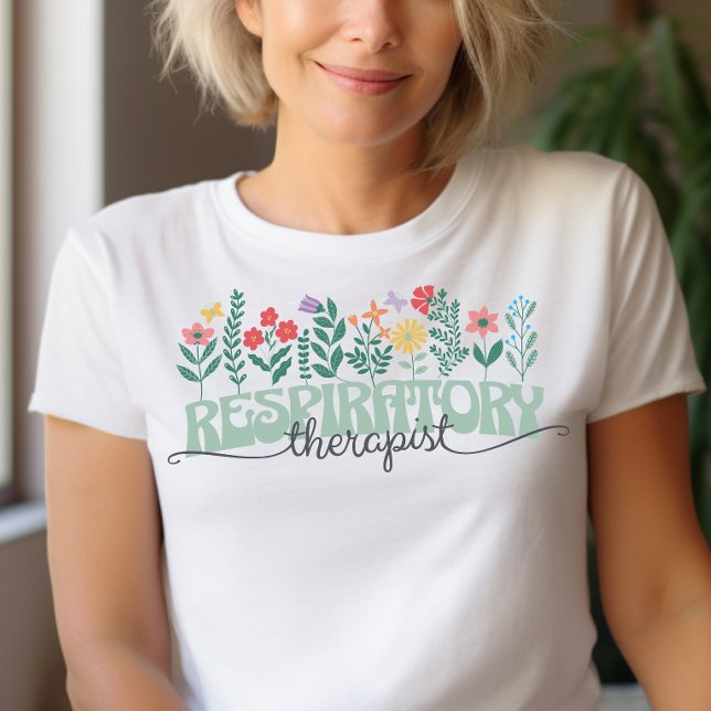 Blommig andningsterapeut t shirt (Floral Respiratory Therapist Shirt)