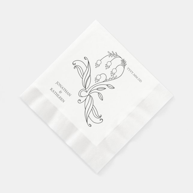 Blommig Anpassad Namn Personlig Elegant Pappersservett (Hörn)