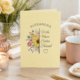 Blommig anpassad namntext födelsedag eller någon a kort