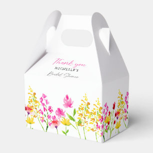 Blommig anpassad vildblomma bröllopsdusch manus presentaskar