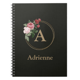 Blommig anpassningsbar monogram- och namnjournal a anteckningsbok