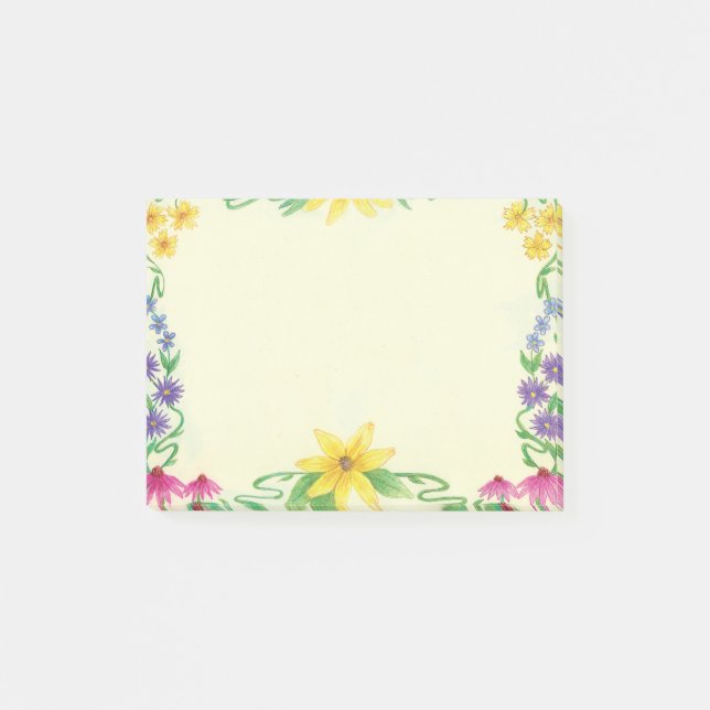 Blommig Anteckningsblock med Ram Post-it Block (Framsida)