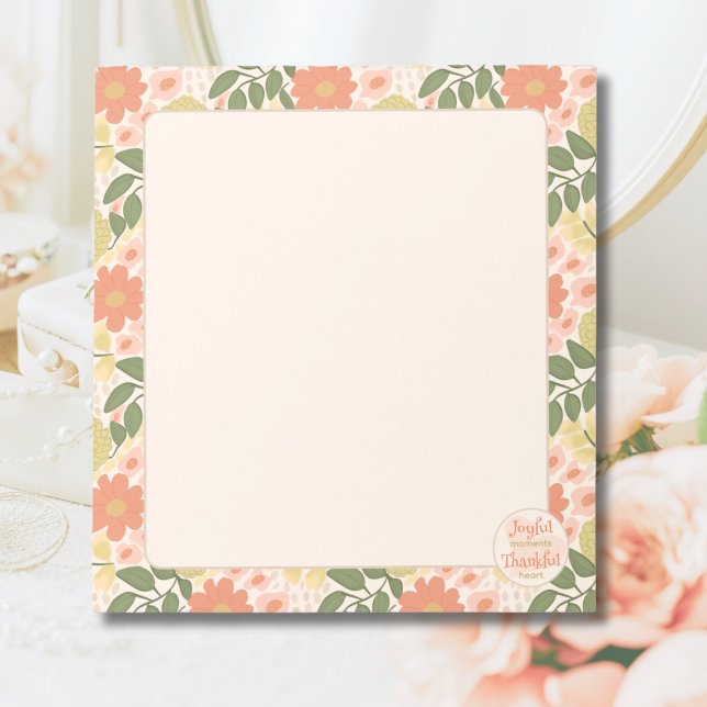 Blommig anteckningsbok - Glada ögonblick Tacksamt  Anteckningsblock (Joyful Moments Thankful Heart – Floral Notepad)