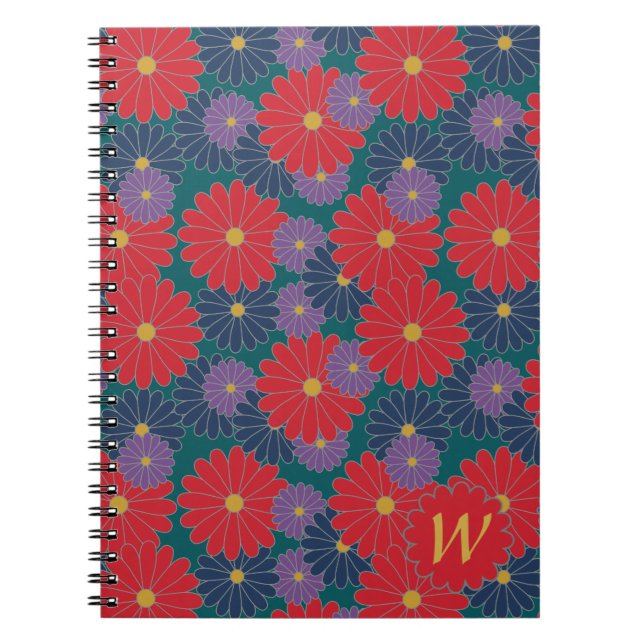 Blommig anteckningsbok med stänkande höstflora spiral (Framsidan)