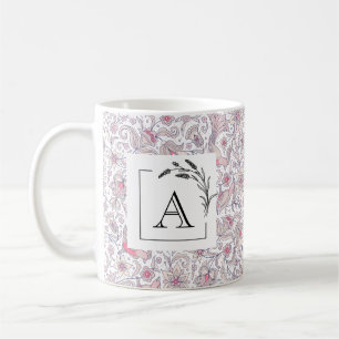 Blommig arabeskmonogram Klassisk mugg