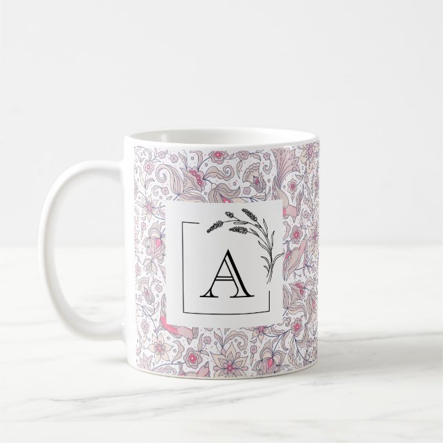 Blommig arabeskmonogram Klassisk mugg (Vänster)