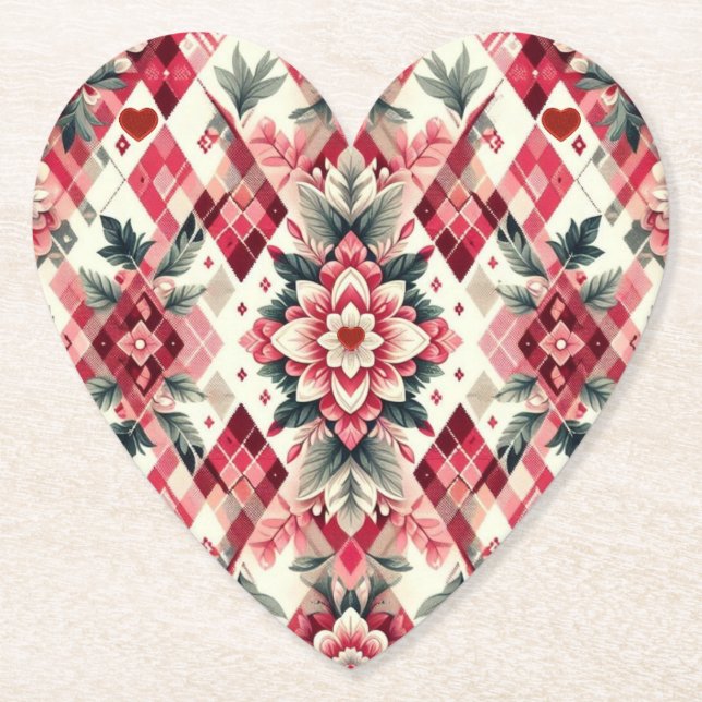 Blommig argyle Alla hjärtans dag Underlägg Papper (Framsida)