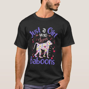 Blommig Babian Bara En Tjej Som älskar Babianer Kv T Shirt