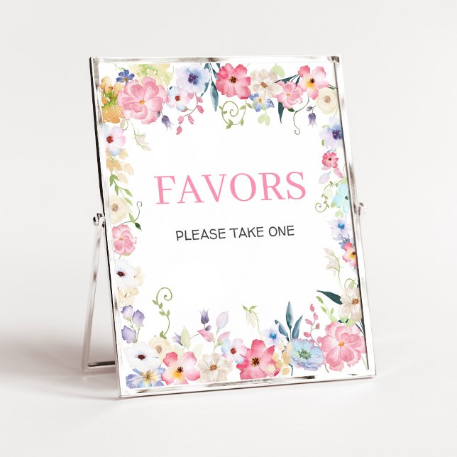 Blommig baby i blom Baby Shower Fördelar Tecken Poster (Baby in Bloom Baby Shower Favors Sign)