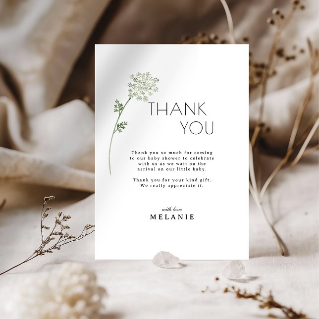 Blommig baby i blom Baby Shower Tack Kort (thank you card for baby shower)