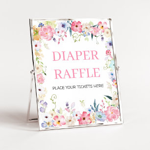 Blommig Baby i Blom Diaper Lotteri Skylt