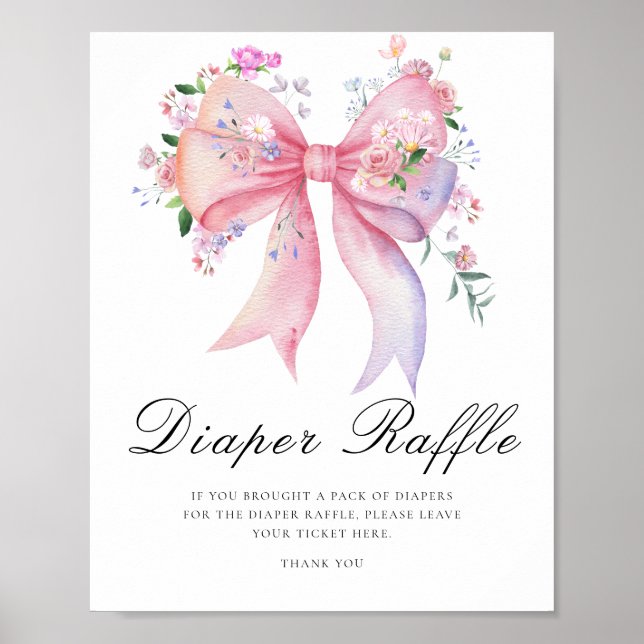 Blommig baby shower - blöjlotteri affisch (Framsidan)