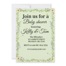 Blommig baby shower inbjudan