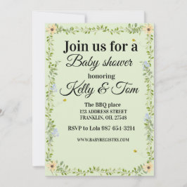 Blommig baby shower inbjudan