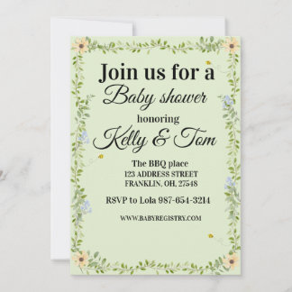 Blommig baby shower inbjudan
