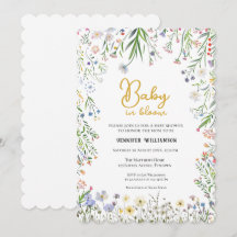 Blommig baby shower-inbjudan, Bebis i blom
