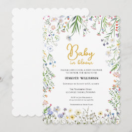 Blommig baby shower-inbjudan, Bebis i blom Inbjudningar