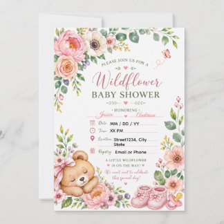 Blommig baby shower inbjudan, Boho trädgård baby s Inbjudningar
