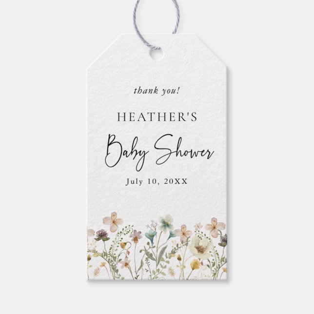 Blommig baby shower  presentetikett (Framsidan)