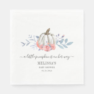 Blommig Baby Shower Rosa Rosor Pumpa Pappersservett