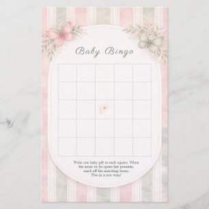 Blommig Baby Shower-spel Fjärilsbingo