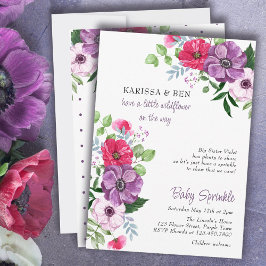 Blommig baby sprinkle lila rosa blommor inbjudningar