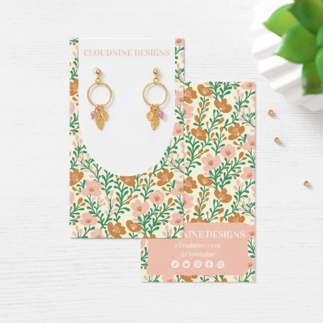 Blommig båge Rosa GrönÖrhänge Smycken Visningskort Visitkort (Floral Arch Pink Green Earring Jewelry Display Card
)