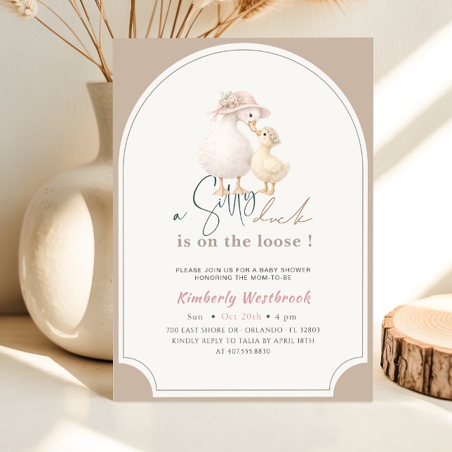 Blommig båge Söt Gås Ankung Baby Shower Inbjudningar (Skapare uppladdad)