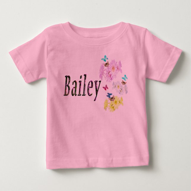 Blommig Bailey Namn Logotyp,  T Shirt (Framsida)