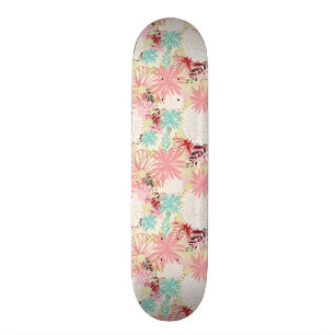 Blommig bakgrund 4 old school skateboard bräda 18 cm