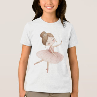 Blommig ballerina akvarell flicka rosa tutu blomma t shirt