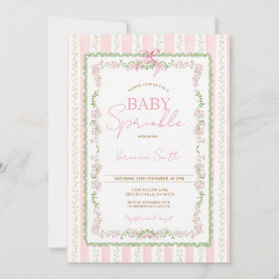 Blommig band rosa baby sprinkle-inbjudan inbjudningar