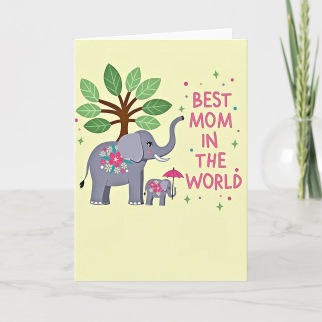Blommig Bästa Mamma i Världen Kort (Framsida)