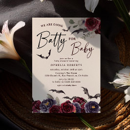 Blommig Batty för Baby Halloween Baby Shower Inbjudningar