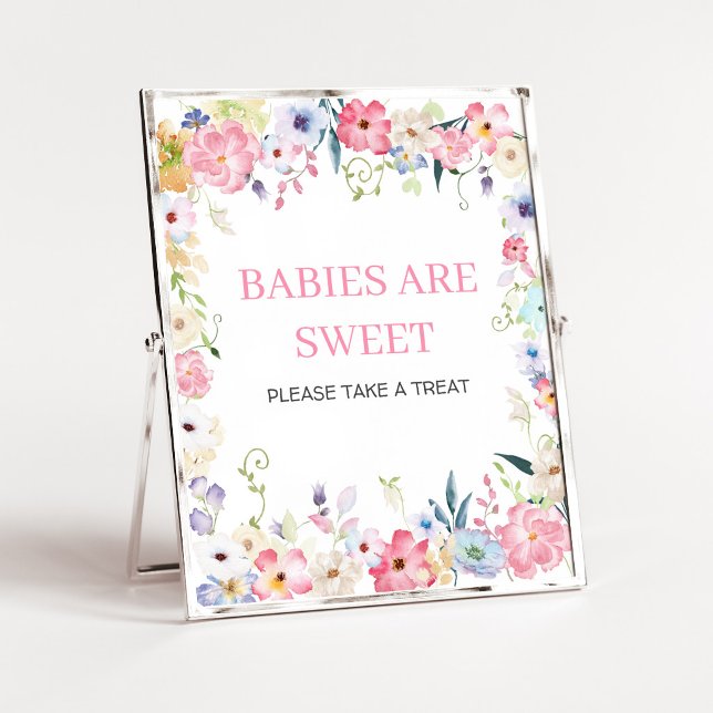 Blommig Bebis i Blom Blabar är söta skylt (Baby in Bloom Baby Shower Babies are Sweet Sign)