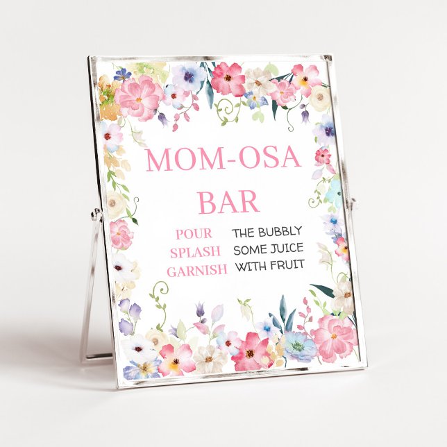 Blommig Bebis i Knopp Babyfirande Mor Osa Barskylt Poster (Baby in Bloom Baby Shower Mom Osa Bar Sign)