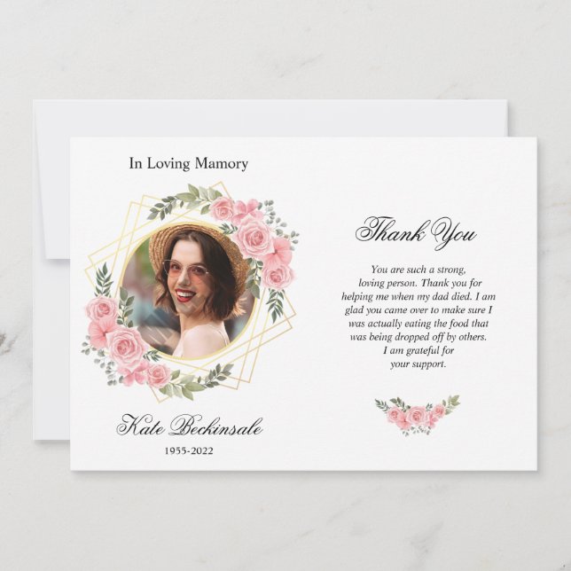 Blommig begravning tackkort tack kort (Framsida)