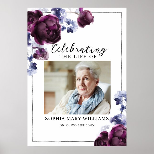 Blommig begravningsfirande välkomstskylt för livet poster (Framsidan)