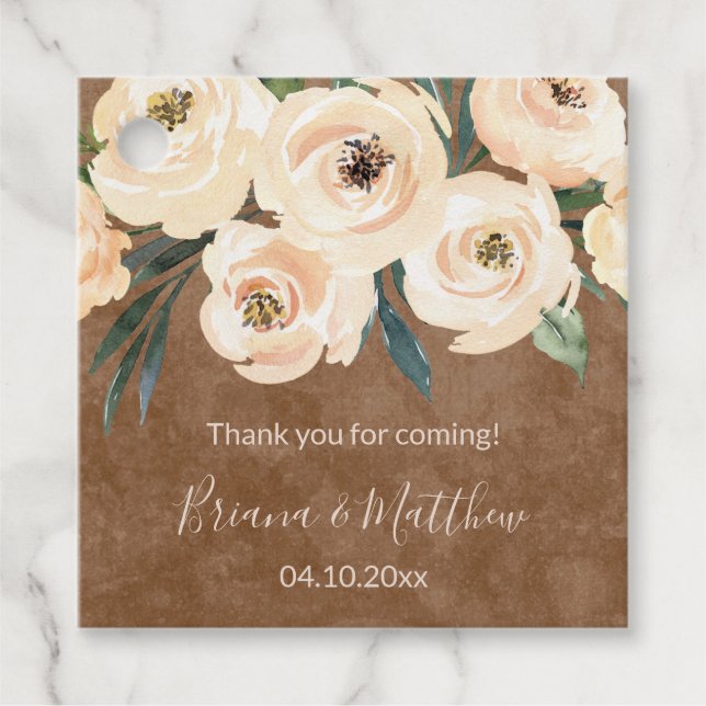 Blommig Beige Bröllop Gåvor Etiketter (Framsida)