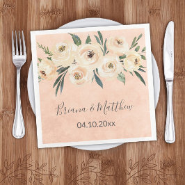 Blommig Beige Bröllop Pappersservett