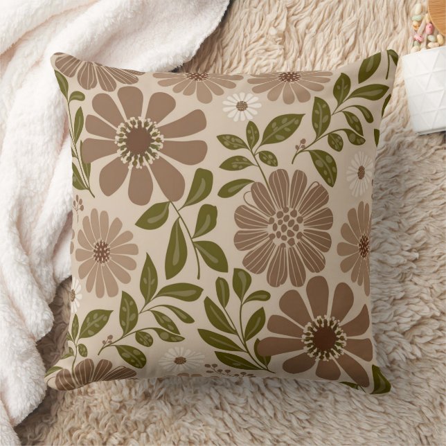 Blommig Beige Kudde (Filt)
