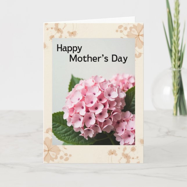 Blommig Beige Morsdags Kort (Framsida)
