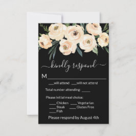 Blommig Beige Rosé Rosen Guld på Svart OSA Kort