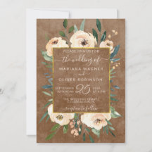 Blommig Beige Rosor Bröllop Guld Brunt