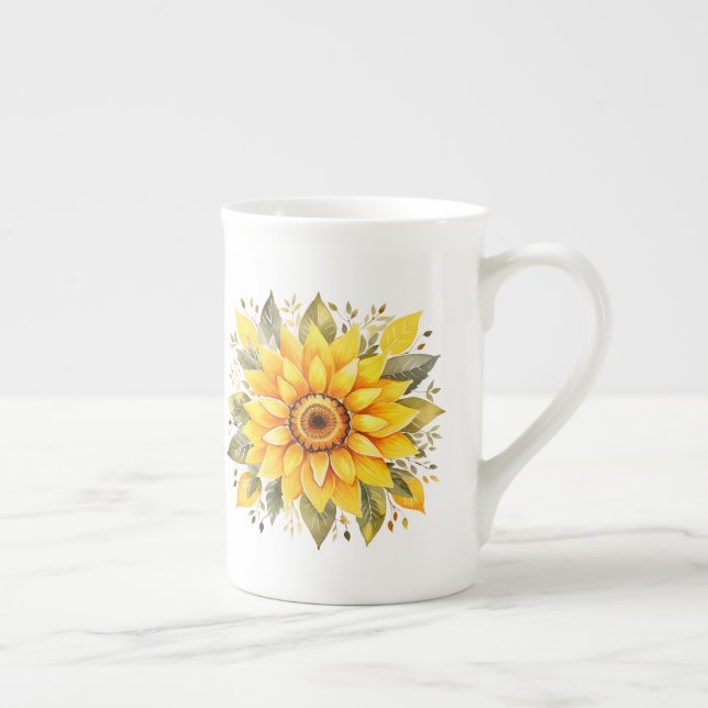 Blommig  benporslin mugg (Höger)