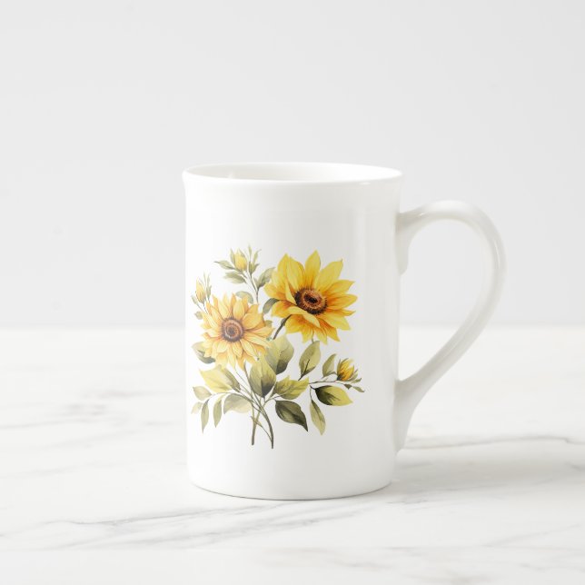 Blommig  benporslin mugg (Höger)