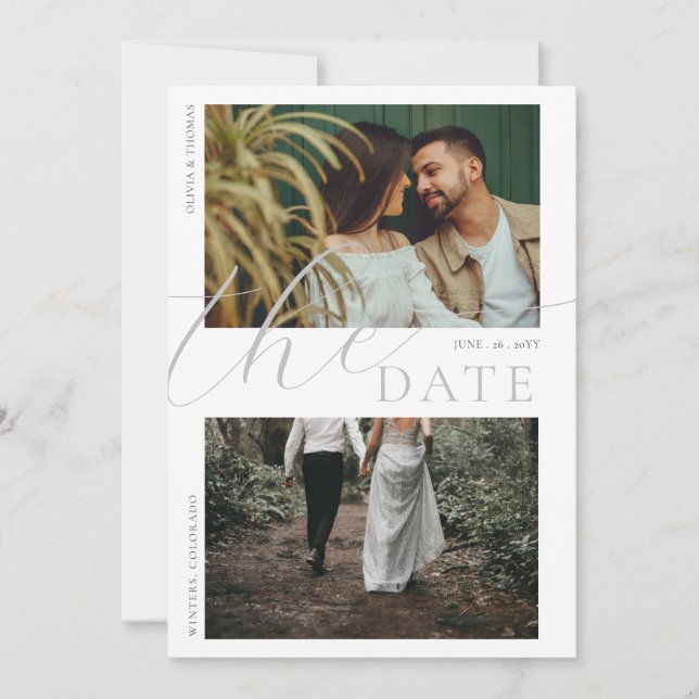 Blommig Bergvallmo Bröllop 2 Bilder Spara Datum Inbjudningar (Framsida)